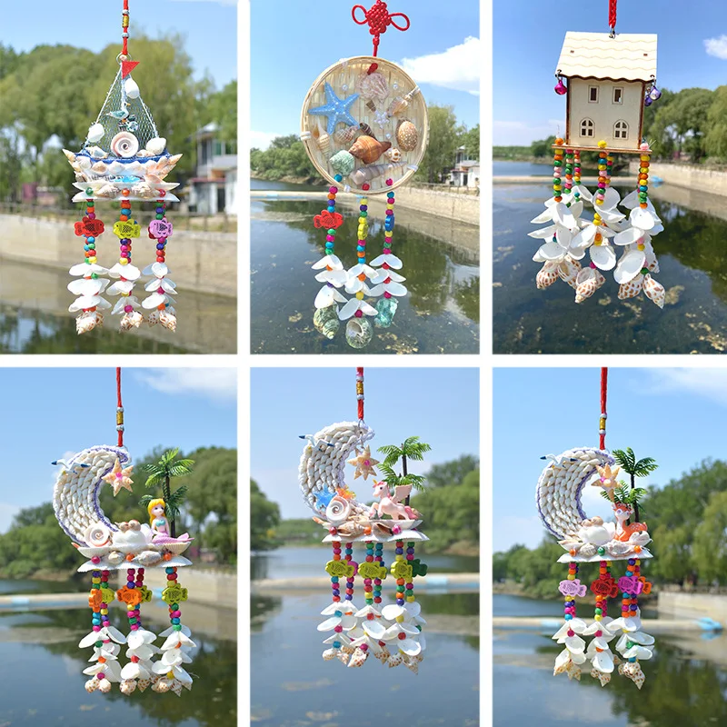 Natural Seashell Wind Chime Hanging Decor Beach Nautical Mobile for Window Garden Home Bar Porch Patio Gift
