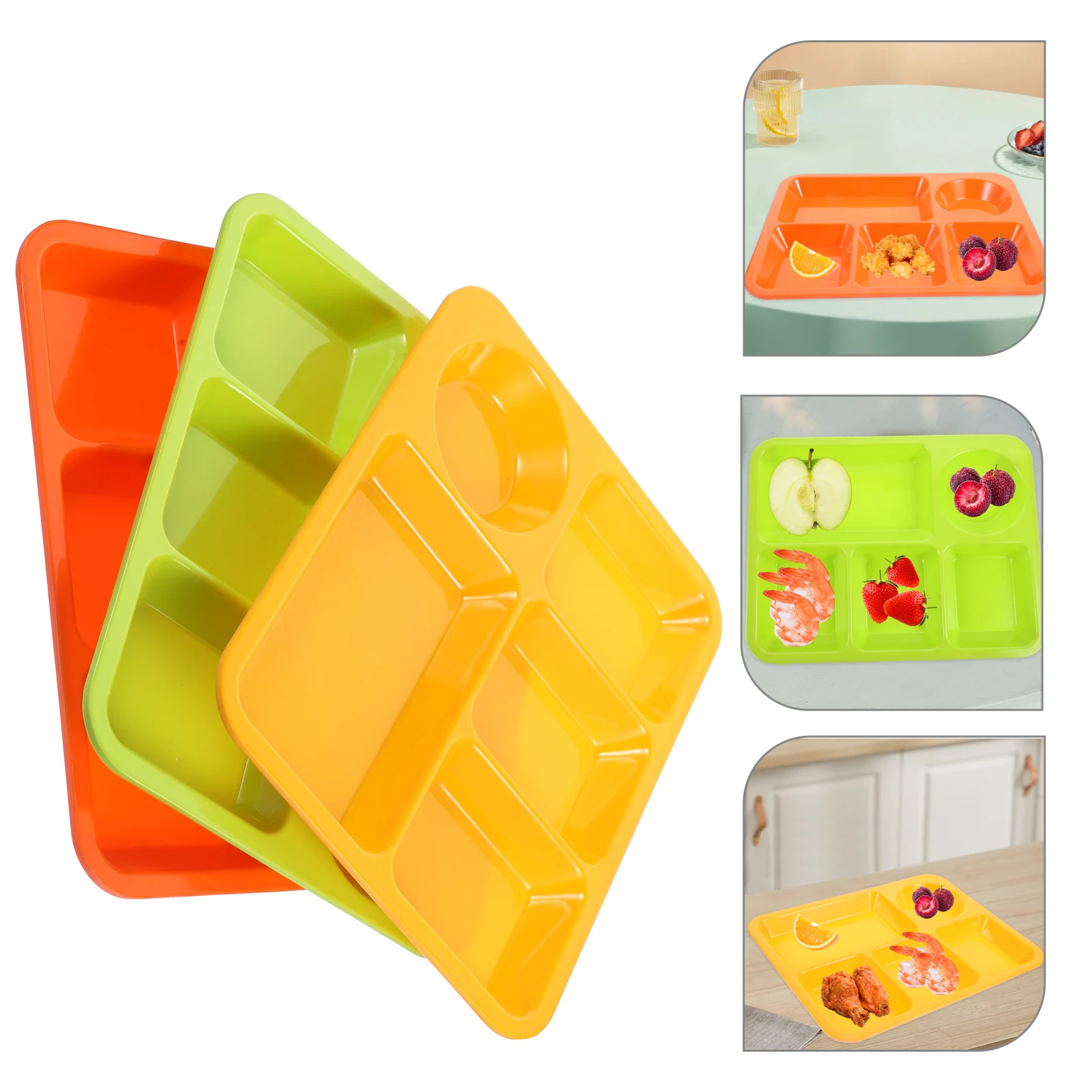 

3 Pcs Anti-fall Partition Plate Separating Dish Compartment Plates Aldult Breakfast Sectional Food Tray with Dividers