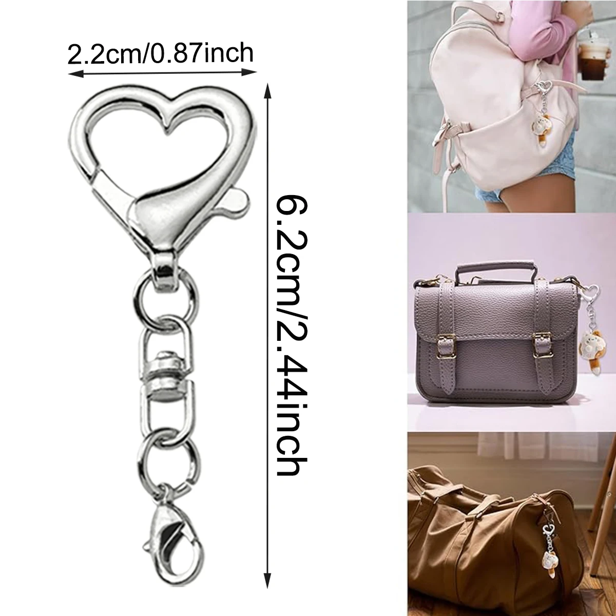 12/20/30 Sets Heart Shaped Swivel Clasp Spring Clasp Lobster Snap Hook for DIY Crafts Bags Accessories Gift Keychains Lanyards image 2
