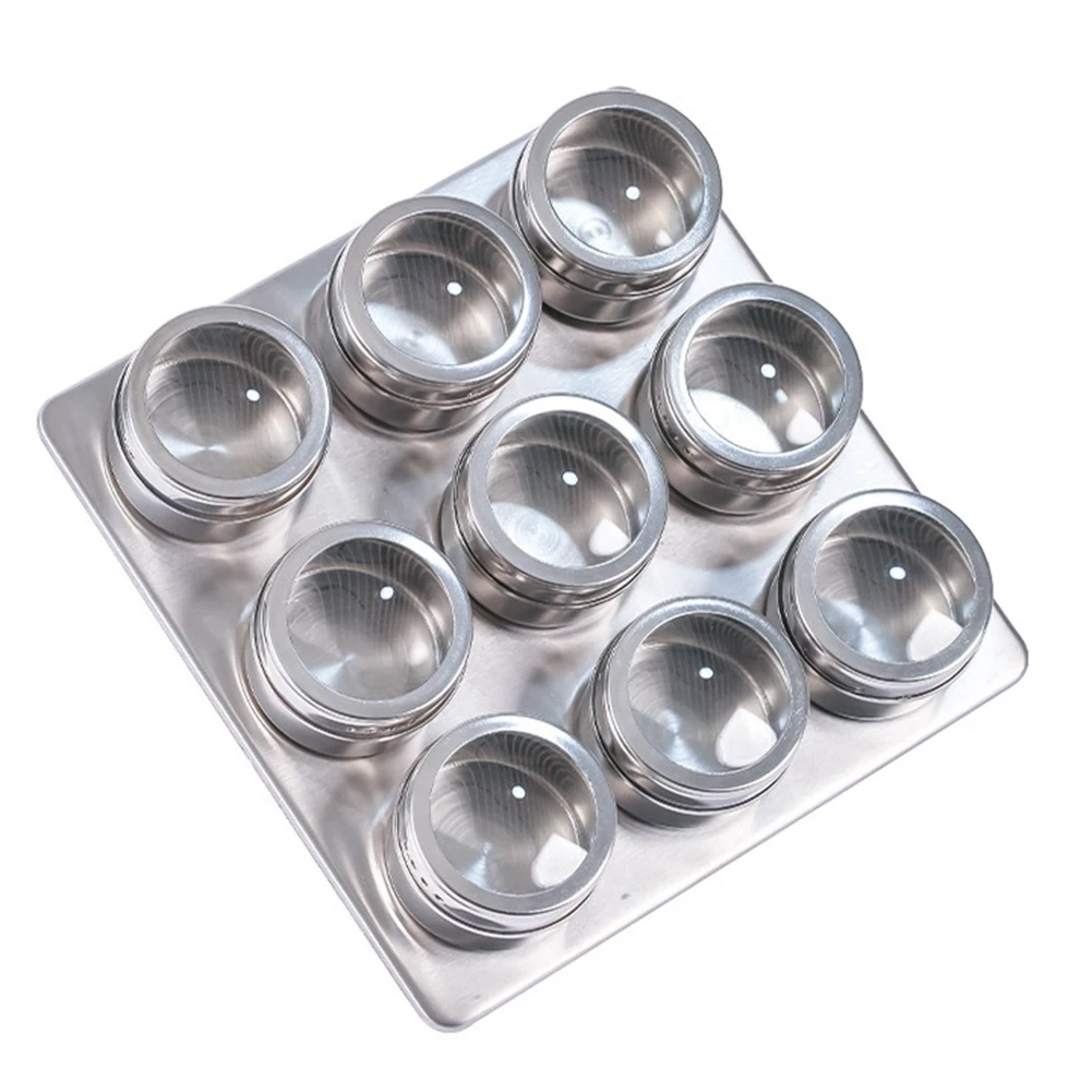 1 Set Eco-Friendly Spice Jar Seasoning Rack Rust-Proof Stainless Steel Magnetic Spice Organizer Box Kitchen Organizer B