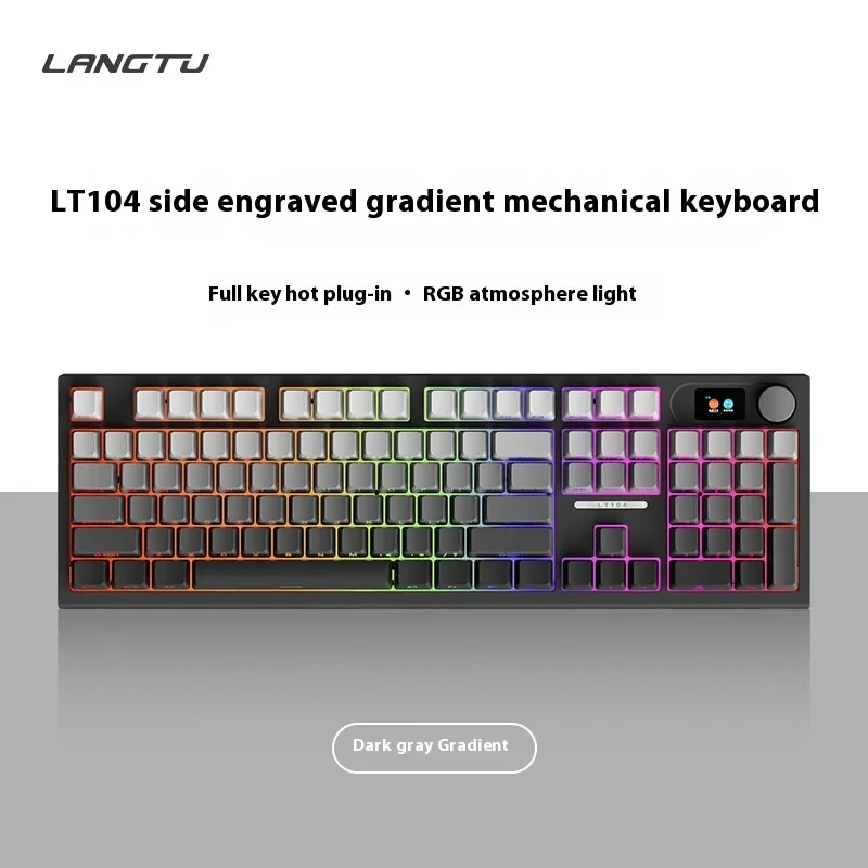 

Lang tu Lt104 Side Engraved Gradient Custom Mechanical Keyboard Wireless 2.4g Bluetooth 3 Mode Rgb Keyboard Gaming Accessories