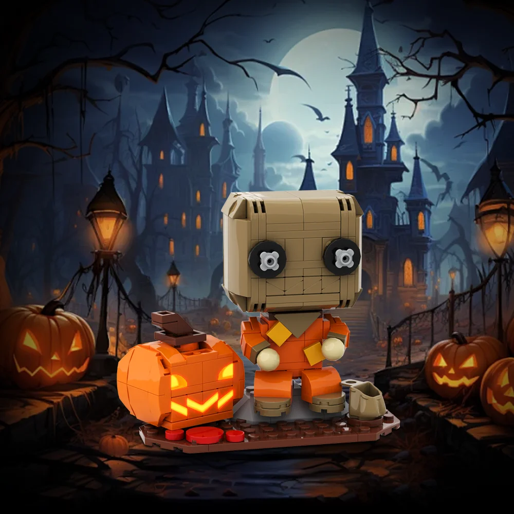 Gobricks MOC Horror Halloween Trick'r Treat Brickheadzs Building Blocks Pumpkin Man Ghost Monster Bricks Model Toys kids Gift