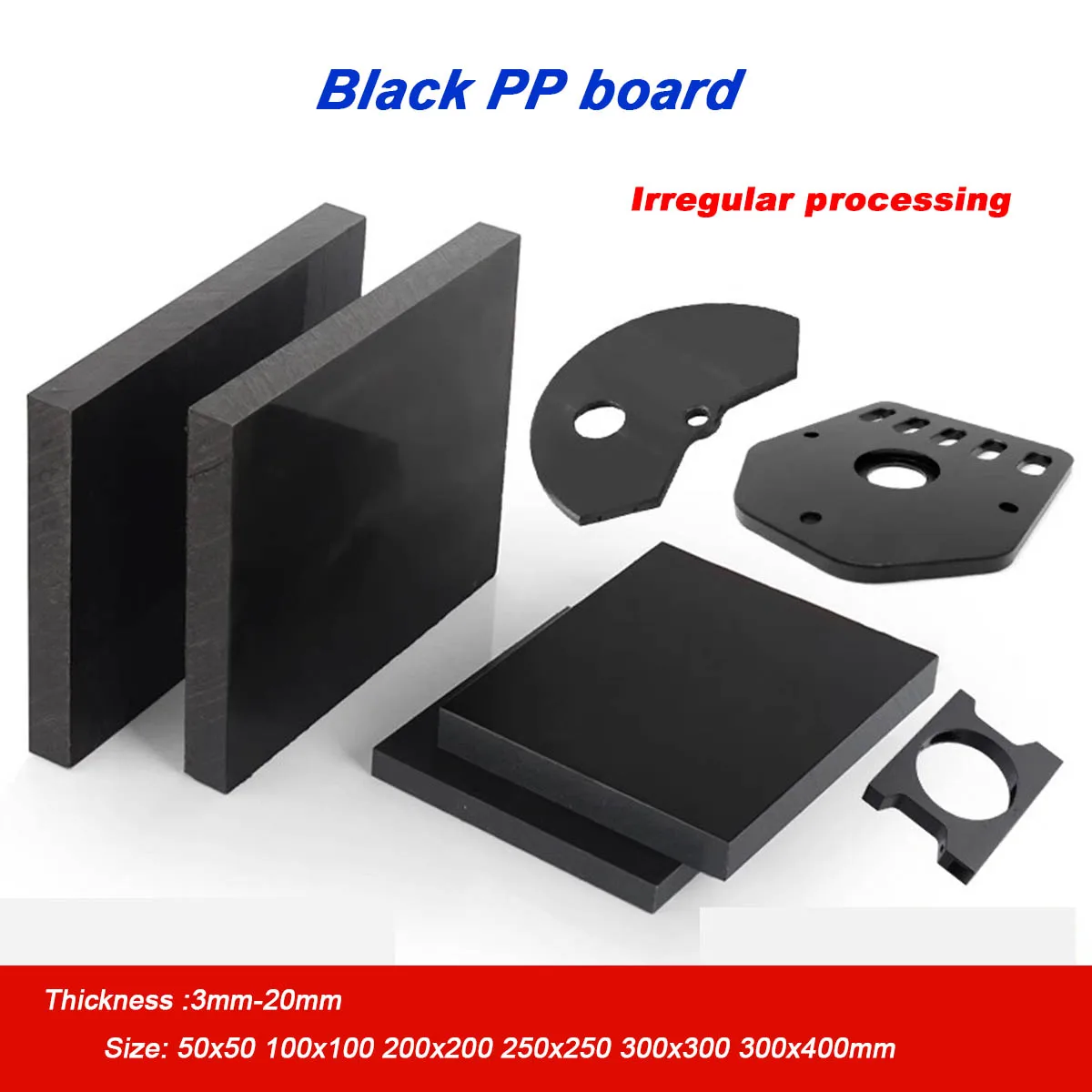 

Thickness 3mm-20mm Black Food Grade PP Plastic Sheets Plate Polypropylene Board 50x50 100x100 200x200250x250 300x300 300x400mm