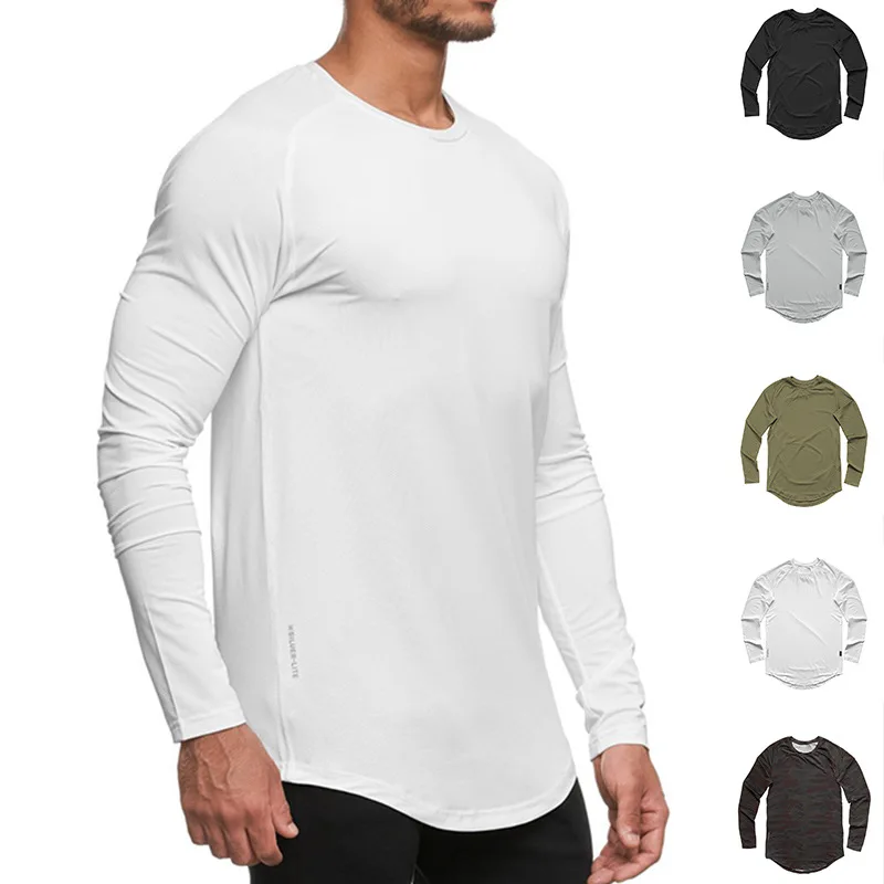 

Gym Mens Sport Close-fitting Long Sleeve Quick Dry Mesh Shirt Casual Top Bodybuilding Singlets Male Running Fitness Sweatshirt