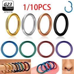 Piercing de titanio G23 para el cartílago, joyería para la nariz, Clips para el cuerpo, segmento de aro, labio, oreja, Clicker, pendiente de hélice, 1/10 piezas