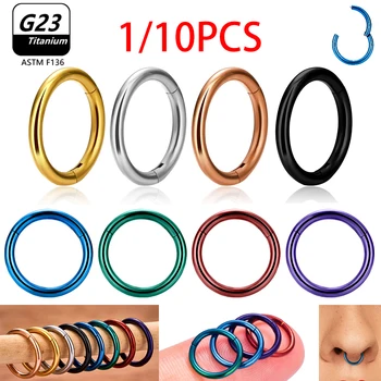 1/10 adet G23 titanyum kadın erkek kıkırdak Piercing takı burun yüzük vücut klipler Hoop Segment dudak küpe Clicker küpe sarmal