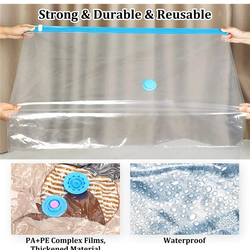 /5pcs Vakuum-Aufbewahrung beutel mit Handpumpe für Bettdecken Kleidung Kissen Bettwäsche Decke Aufbewahrung sparer mehr Kompression – Detail 5