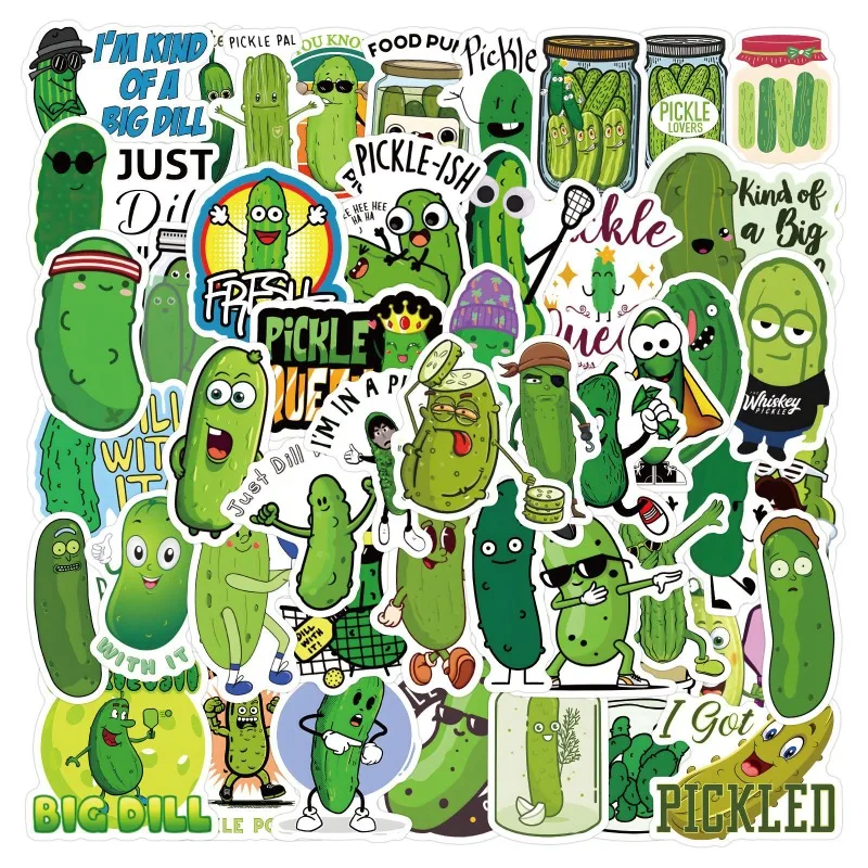 60pcs Cartoon Cucumber Graffiti Stickers Water Cup Suitcase Laptop Mobile Phone Car Skateboard Refrigerator Decorative Stickers