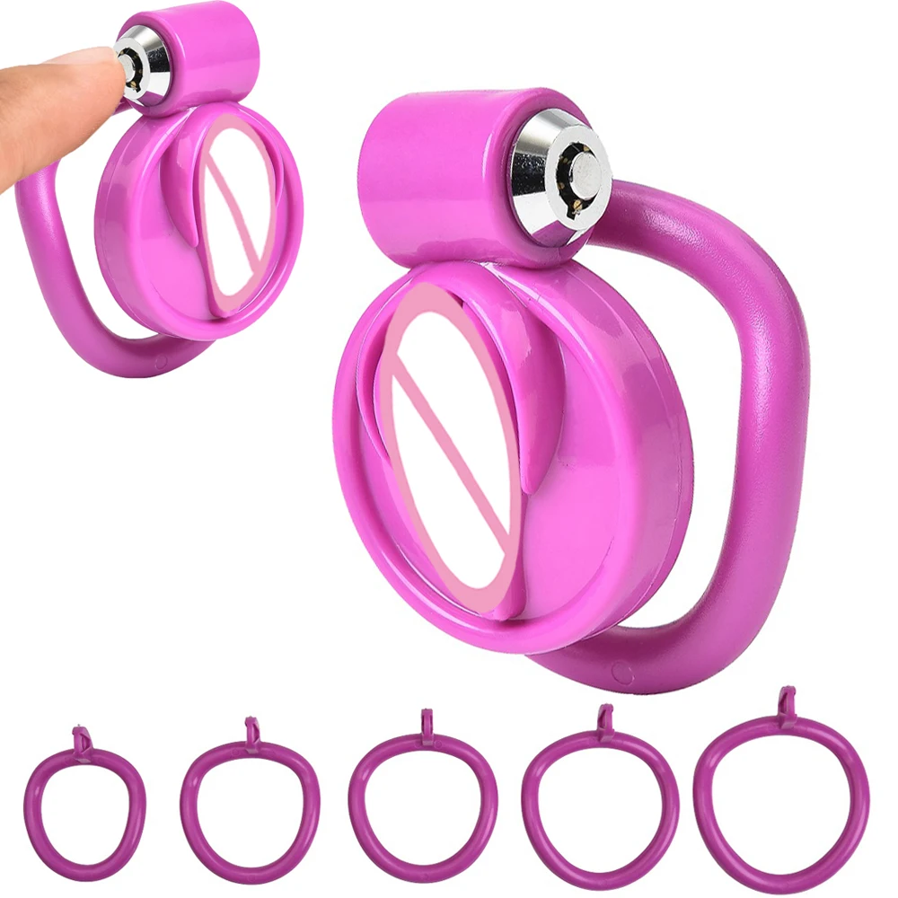 

Male Penis Chastity Cage With 5 Size Cock Rings Set Bird Chastity Cage Belt Lock Ring Penis Lock Bondage Slave Sex Toy Man