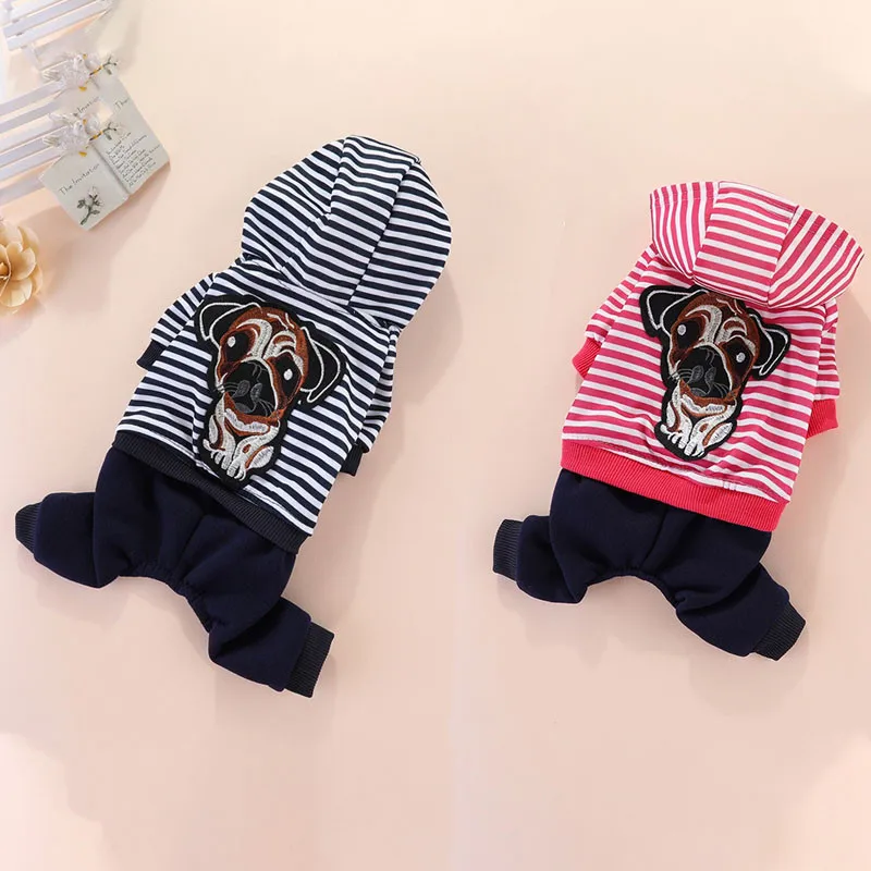 Striped Puppy Hoodie Quadruped Garb Charming Dog and Cat Attire for Christmas and Halloween