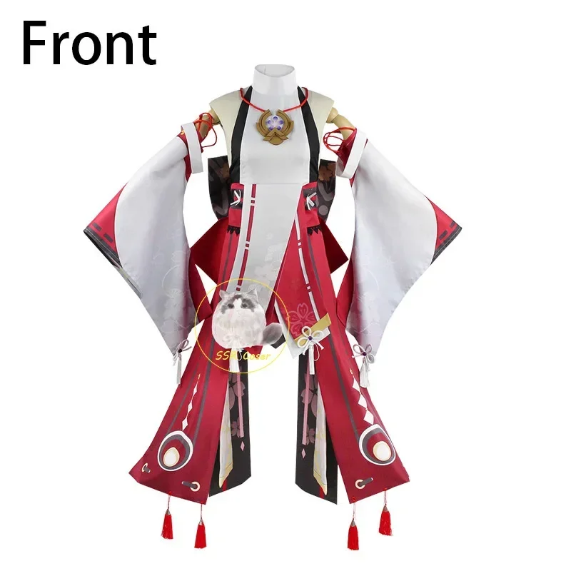 Game Yae Miko Cosplay Genshin Impact Cosplay Costume Yae Miko Uniform Wig Dress Party Outfit Halloween Costumes for Women