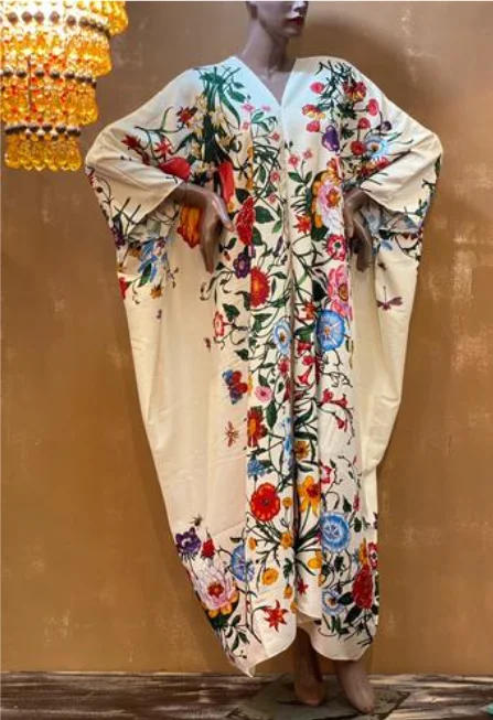 Vestido longo estampado em seda kaftan para mulheres, decote em v, solto, abaya tradicional, Dubai, kaftan, kaftan, kaftan, kaftan, feriado de verão, kebaya