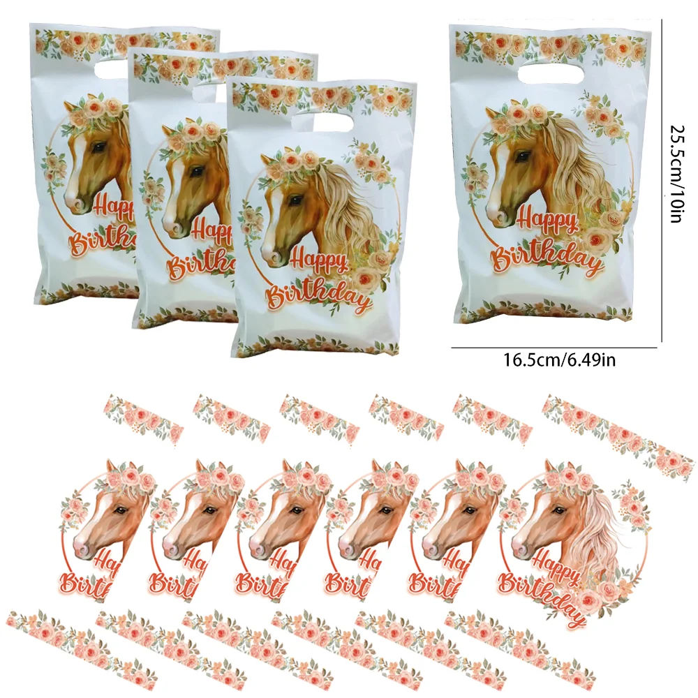 Cartoon Baby Shower Party Favor Gift Bags Animals Farm Horse Candy Bag Handle Gift Bags Horse Themed Birthday Party Decoration