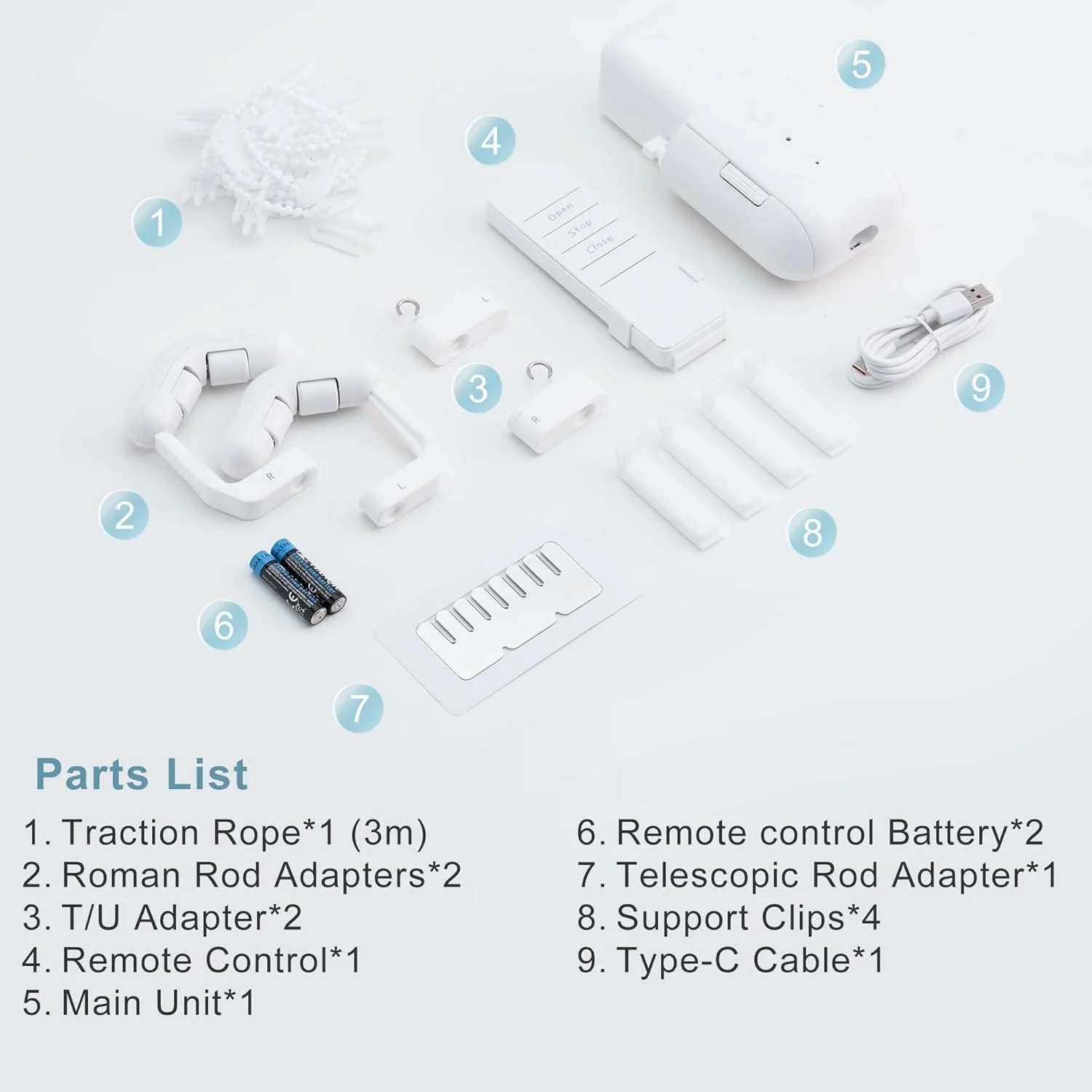 Moteur de rideau intelligent avec télécommande, piste 3 en 1 pour le traitement de fenêtre domotique, traction pour démarrage, capacité de charge de 15KG