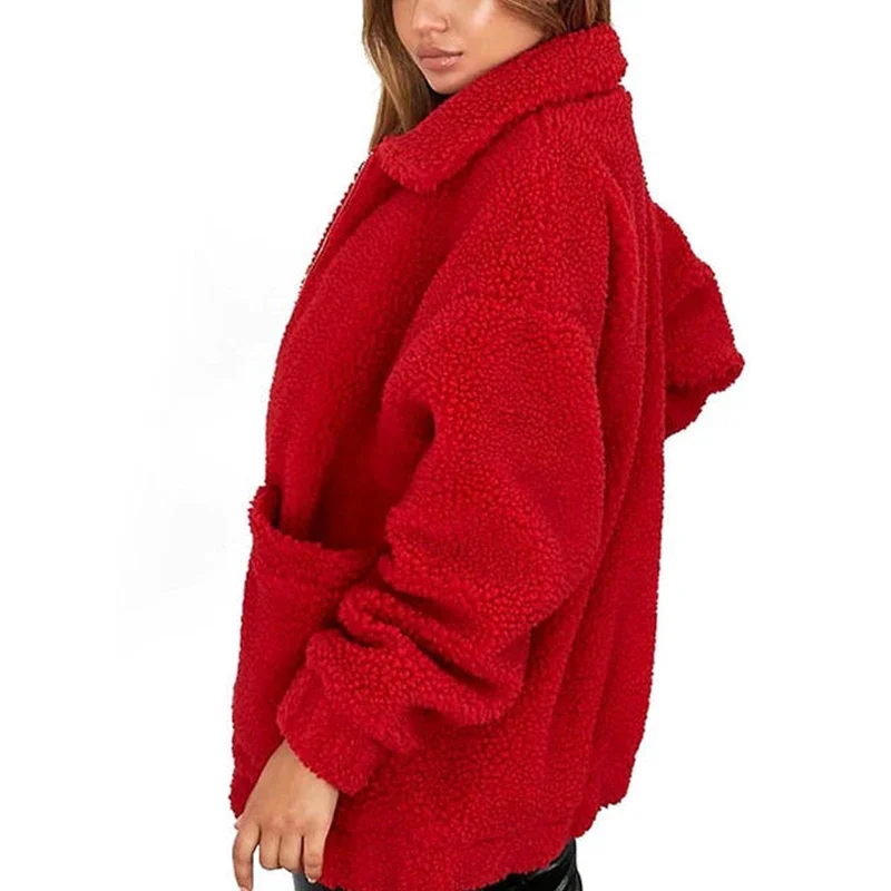 Fashion Zipper Plush Comfort Top Winter Outside Wear Plus Size Coat