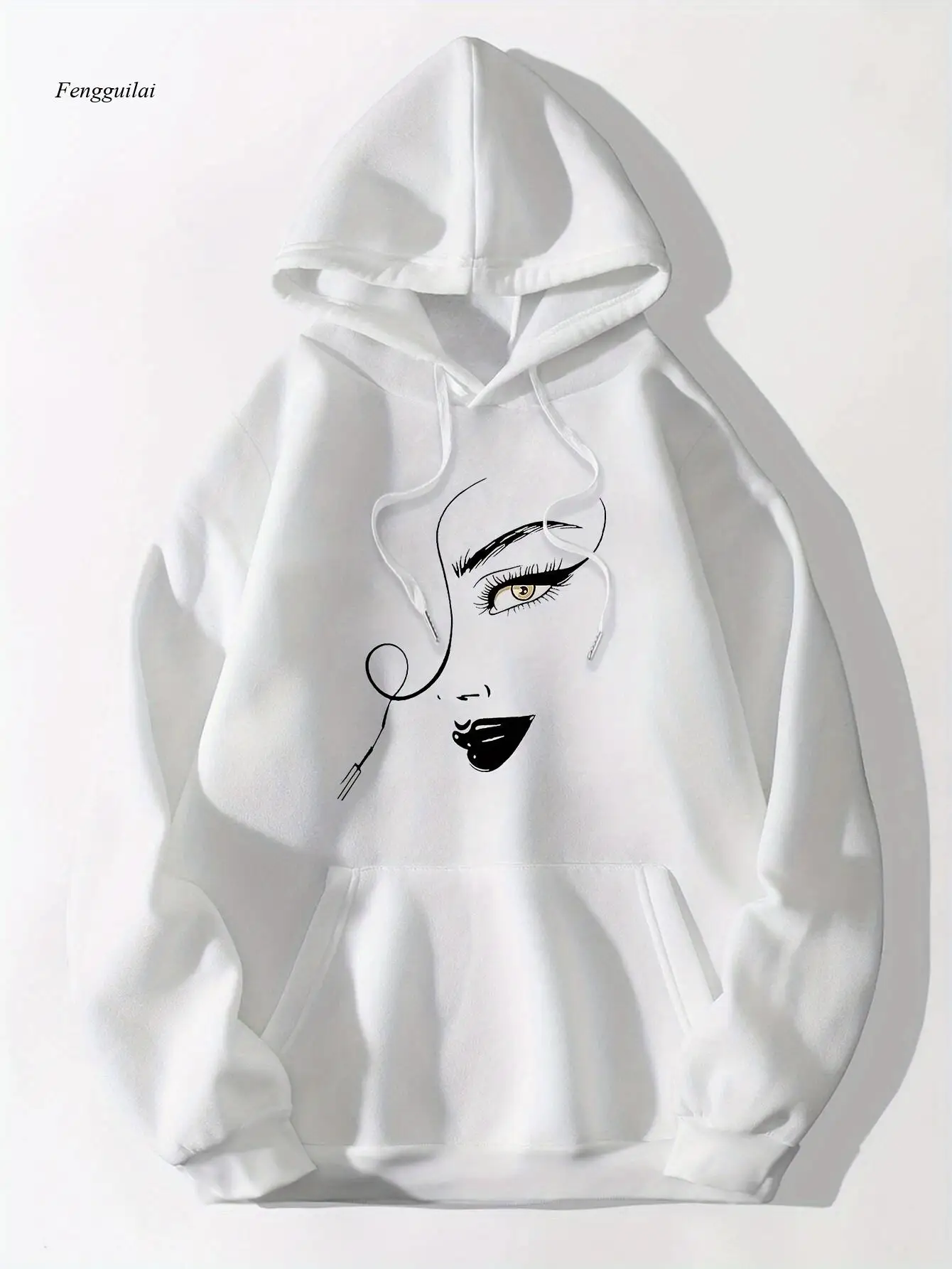 Sudadera con capucha informal de punto para mujer con estampado geométrico, tejido de punto, otoño/invierno