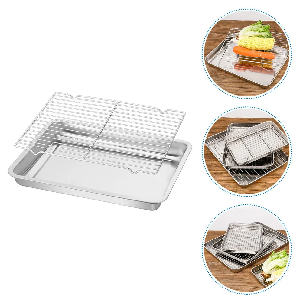 Набор из 1 шт. квадратный плоский поддон из нержавеющей стали для масла, для духовки, фритюрницы, гриля, десертная тарелка