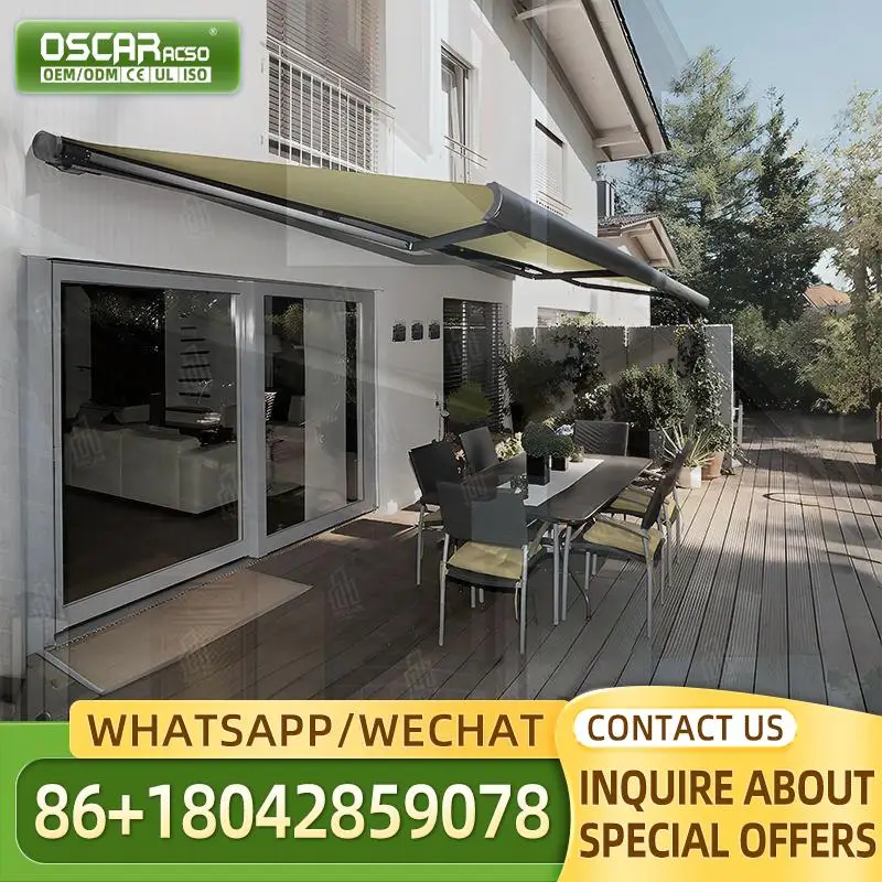

Retractable Folding Outdoor Aluminum Canopy Patio Sunshade for Gardens Balconies Patios Retractable Awning
