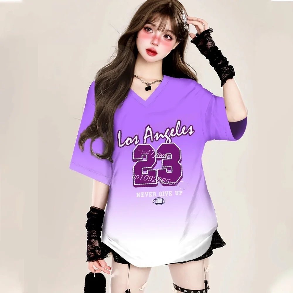 

Лос-Анджелес, номер 23, женская футболка с v-образным вырезом и коротким рукавом, летние модные топы, футболка, бейсбольные майки, спортивная футболка больших размеров