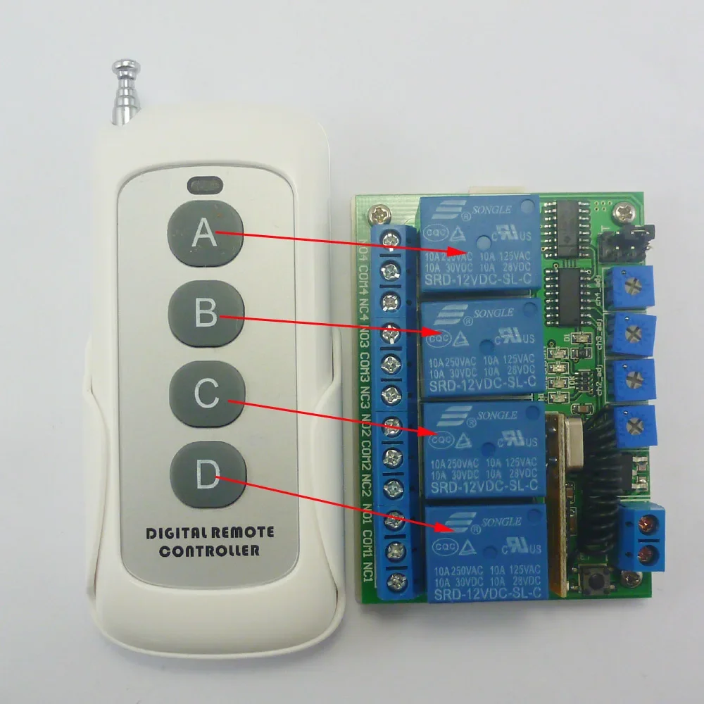 PT2262 Transmitter Control Delay Relay Receiver Kits RF Wireless Lamp LED Motor