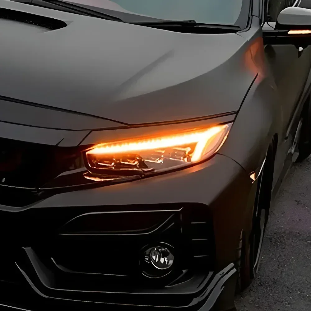 

Для Honda Civic X 10th 2016-2021 светодиодные автомобильные передние лампы в сборе, обновление высокого качества, динамические 4 линзы проектора, аксессуары для инструментов