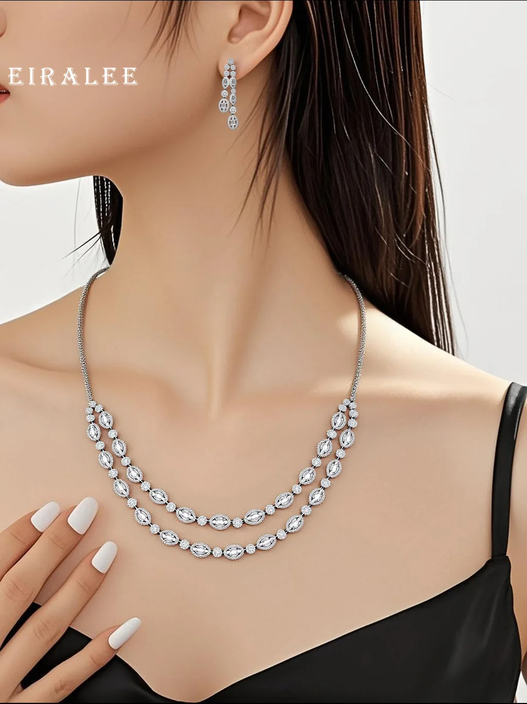 

Eiralee Wedding Women Jewelry Necklace Earring Bracelet Ring Cubic Zircon Set Engagement Imitation Pearl High Quality Accessorie