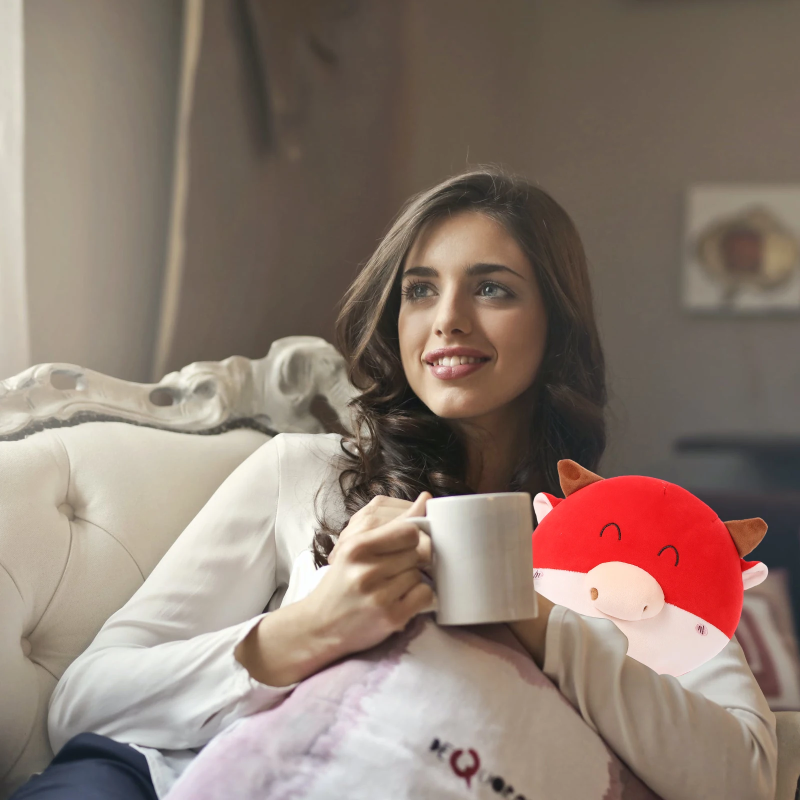 

1Pc Cartoon Ox Year U Shaped Pillow Soft Material Travel Neck Support Pillow for Trips