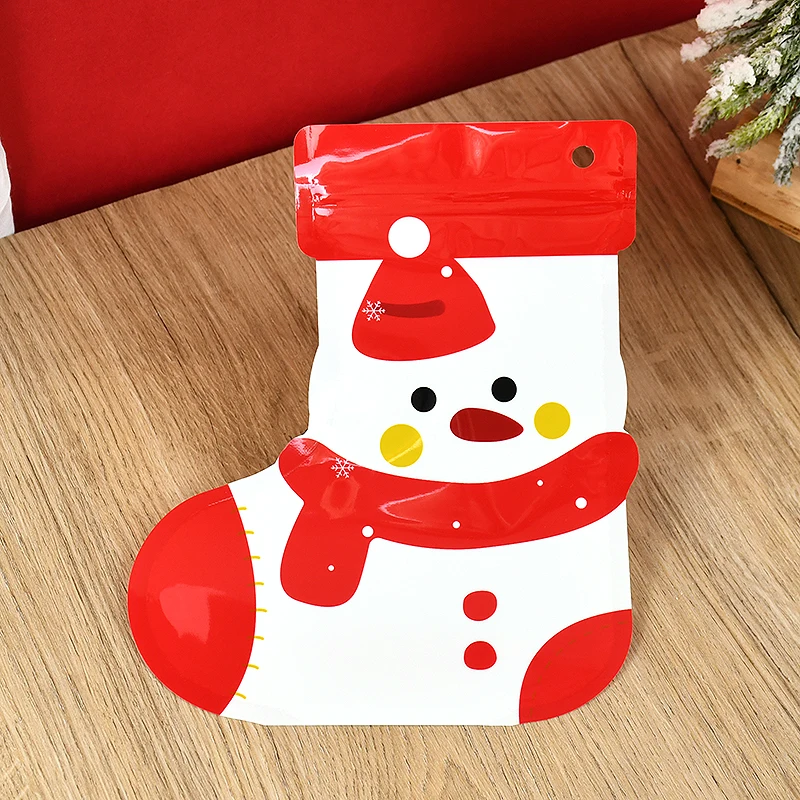 5Pcs Christmas Socks Shape Gift Bags Cookie Candy Packaging Bag Xmas Gift For Kids Home Christmas Party Decorations Navidad