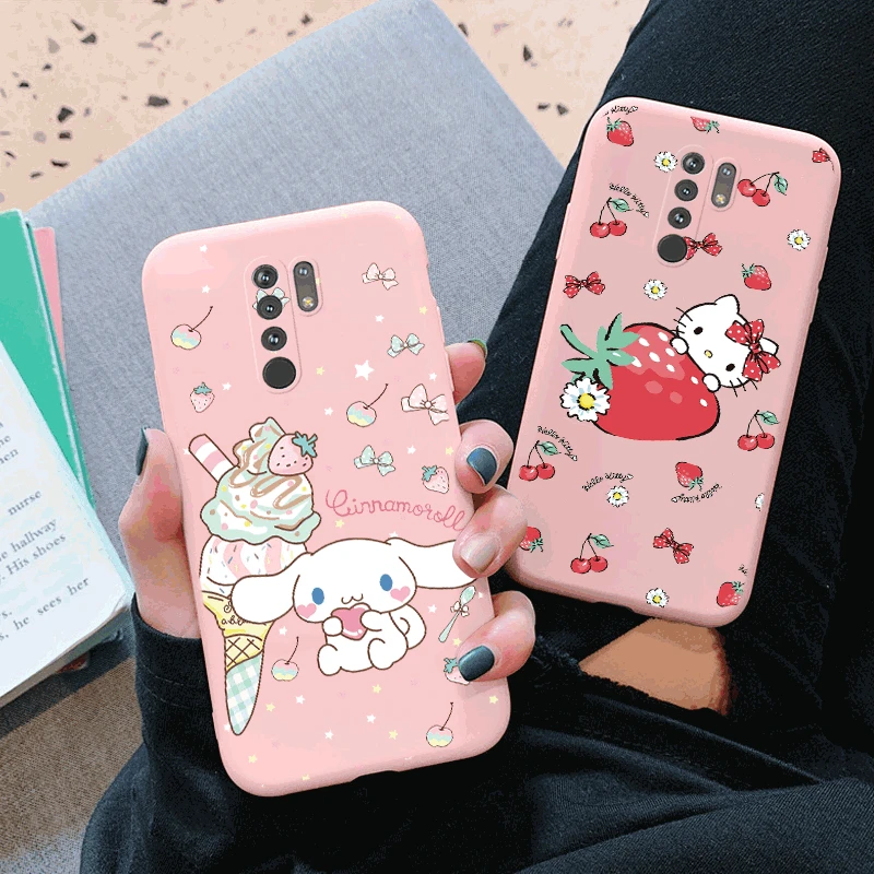 Phim Hoạt Hình Điện Thoại Ốp Lưng Kuromi Giai Điệu Cinnamoroll Dành Cho Xiaomi POCO M2 Redmi 9 Nắp Lưng Bé Gái Bé Trai Cho Redmi 9 Chống-Thả Ốp Lưng Silicon