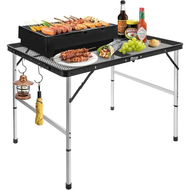 

Grill Table Camping Table Portable Folding Table Outdoor Picnic Table Height Adjustable Collapsible Table Lightweight Metal