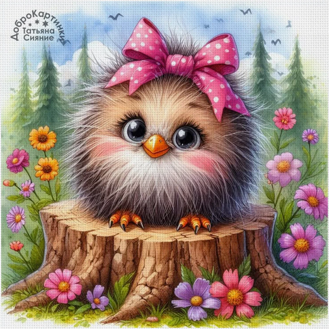 Niedliches Frühlings-Vogel-Kreuzstich-Set zum Selbermachen, 11CT-Stickerei, Heimwanddekoration, Geschenk, handgefertigtes Material, rahmenlos, halbfertig, 36 x 36 cm