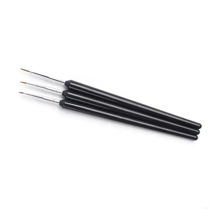 781E Pack of 3 Reusable Striping Art Brushes for Long Lines Fine Designs Professional Striper Brushes Sets