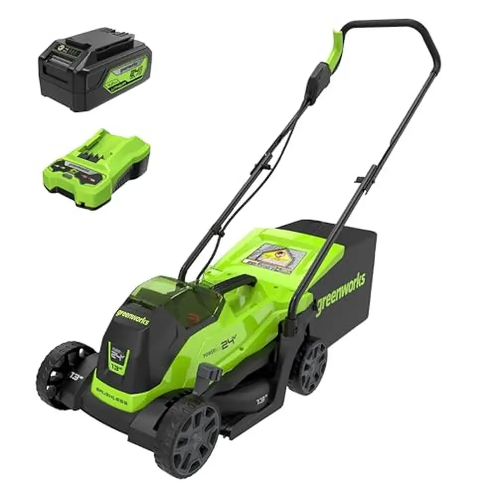 

24V 13" Brushless Cordless Lawn Mower 4.0Ah Battery Charger Included Rust-Resistant Deck 5-Position Height Adjustment 2-in-1