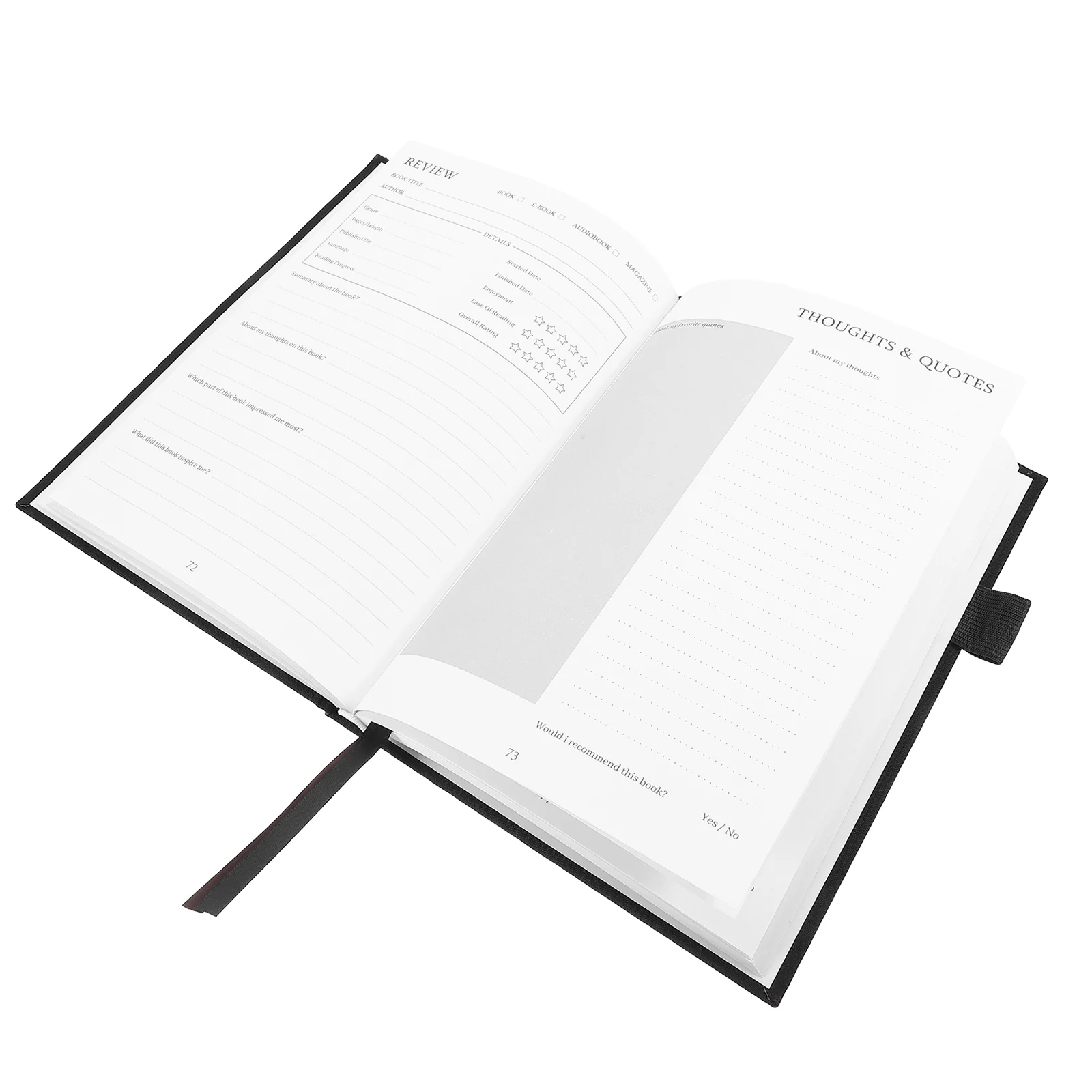 Note Books Reading Tracking Notebook Journal Lovers Supplies Accessories Romance Black Log Rating Burn Student