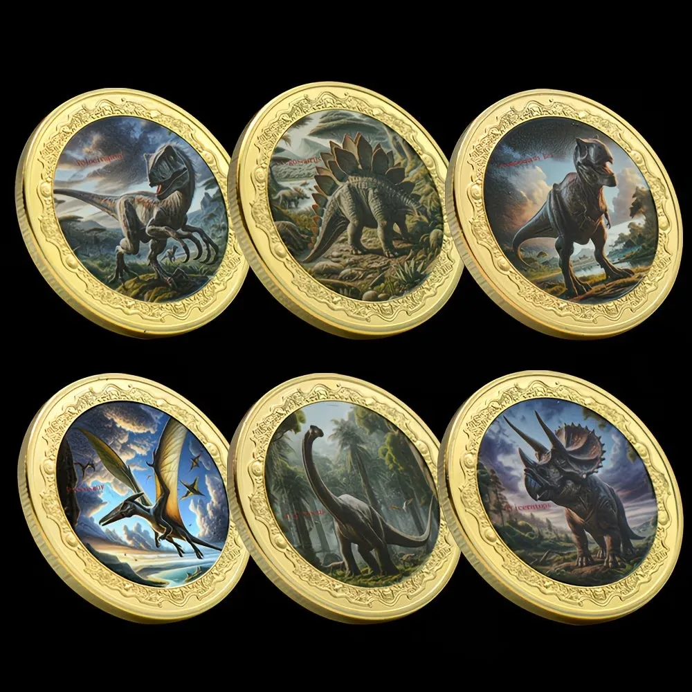 Jurassic Park Commemorative Souvenir Coin Replica Dinosaur Medallion Badges Collectible Coins for Fans