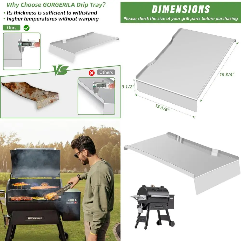 

Stainless Steel Drip Tray for Traeger Ironwood 885 Series Grills - Compatible with BAC521 & BCA1333 Pellet Grills