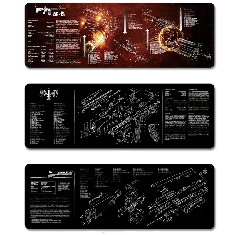 Gun Cleaning Rubber Mat Mouse Pad Parts Diagram For AR15 AK47 Remington 870 GLOCK CZ-75 SIG SAUER P220 P226 P229 P320 P365 1911