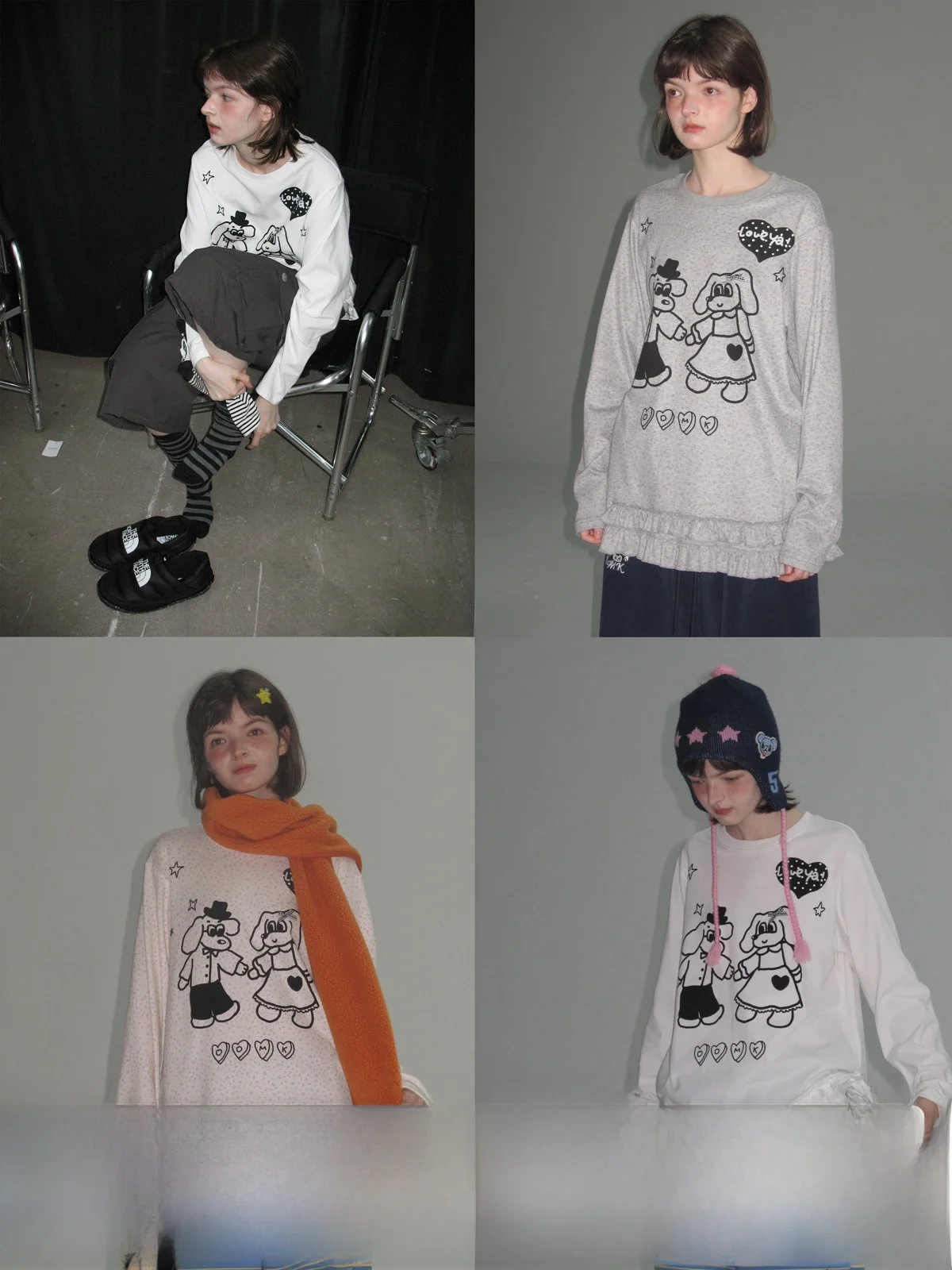 

Odder Long Sve T-irt Women's Base Layer Dog Dancing Color Blo oulder Strap Cotton Top Polka Dot Pattern