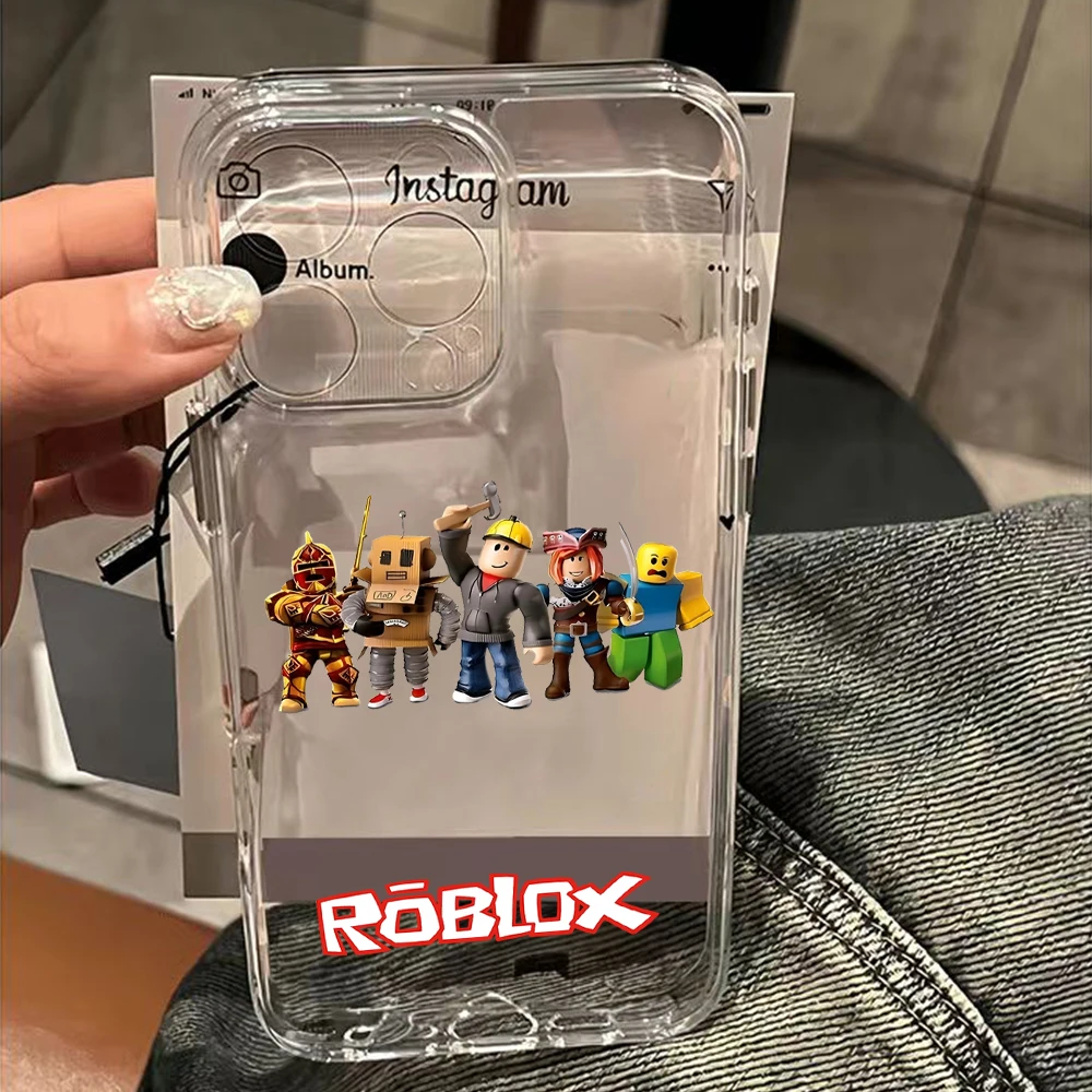 Popular game r-robloxes Phone Case For iPhone 17 16 16e 15 14 13 12 11 Mini Pro Max XR XSMax 7 8 Air Plus Transparent Back Cover - náhled 2