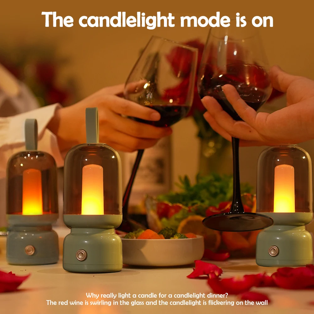 D2 Rechargeable Atmosphere Night Light Warm White Retro Lantern Candlelight Night Lamp For Beside Table Lamp Desk Kid Home Decor