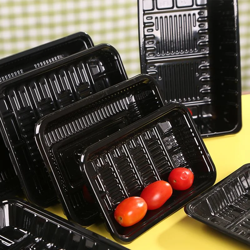 [قابل للتصرف] تخزين خضروات الفواكه السوداء القابل للتصرف، سترة اللحوم الطازجة، تخزين الأطباق السوداء الضحلة