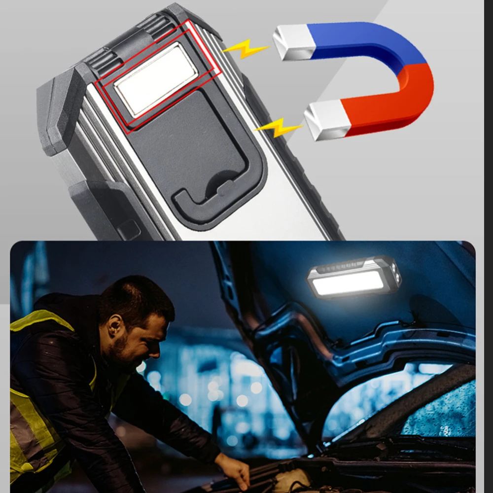 USB-Aufladbare Campinglampe COB-Arbeitsleuchte, Auto-Reparatur- und Wartungstaschenlampe mit Magnet 4000mAh Laterne – Detail 9