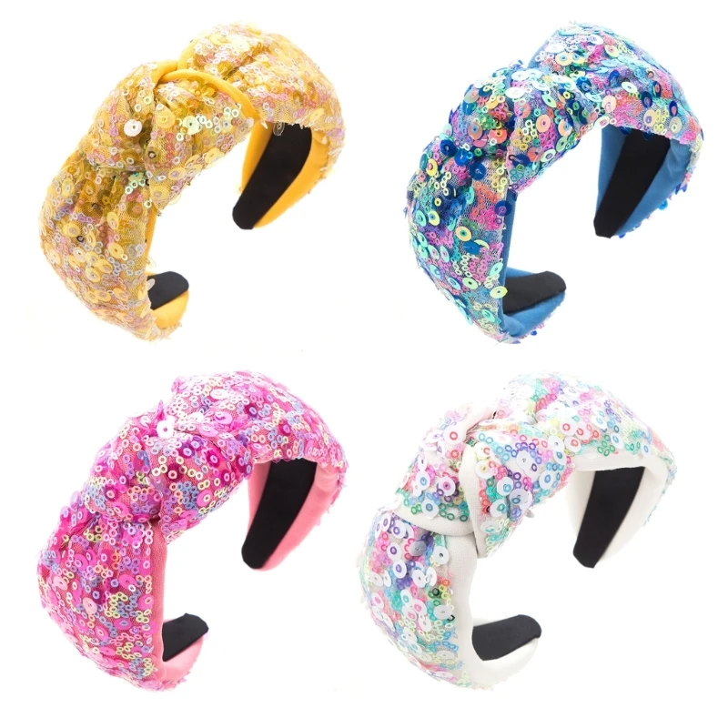 Sequins Embellished Headbands for Girl Wide Brims Headbands Woman Wash Face Use