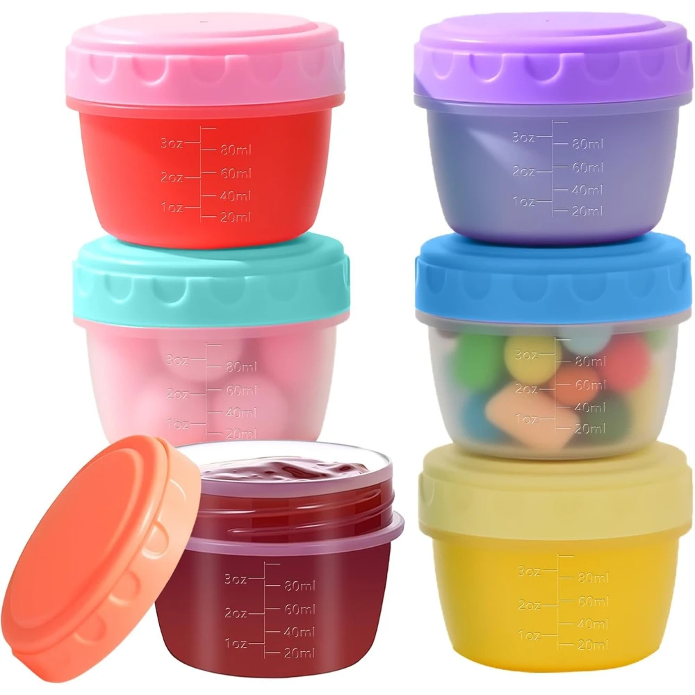 6/12 Pack Salad Dressing Container to Go Small Plastic Containers with Lids, Sauce Cups Leakproof Sauce Containers for Lunch Box