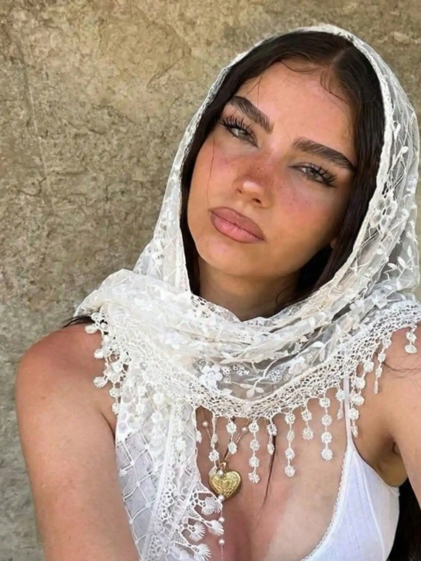 

1 Set 2026 New Floral Lace Scarf & Headscarf Set For Women, Lightweight & Breathable, Suitable For Weddings, Parties And Formal Occasions