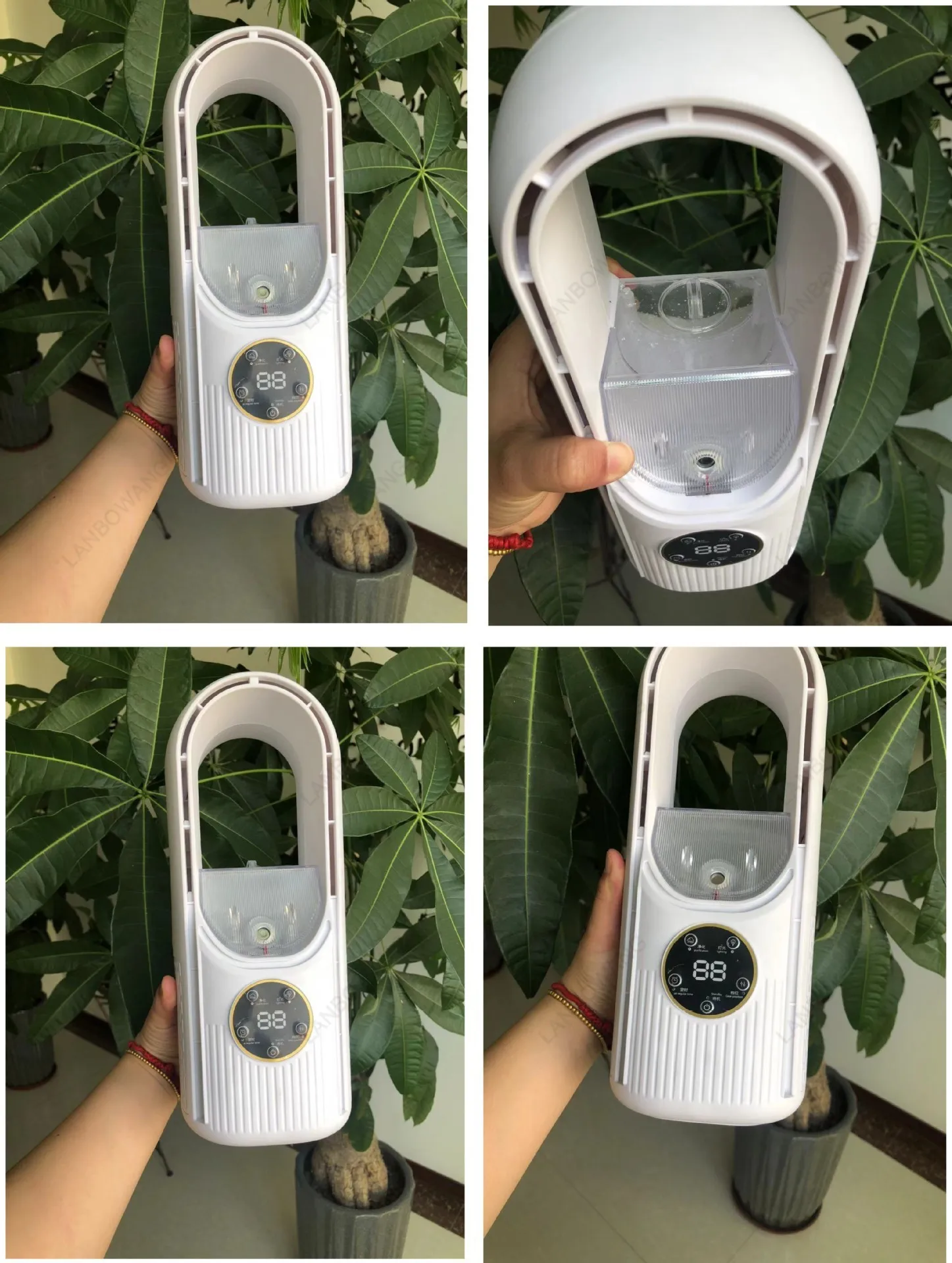 USB Desktop Bladeless Mist Tower Fan Household Water Cooling Air Conditioner Fan Portable Mini Table Cool Humidifier Fan