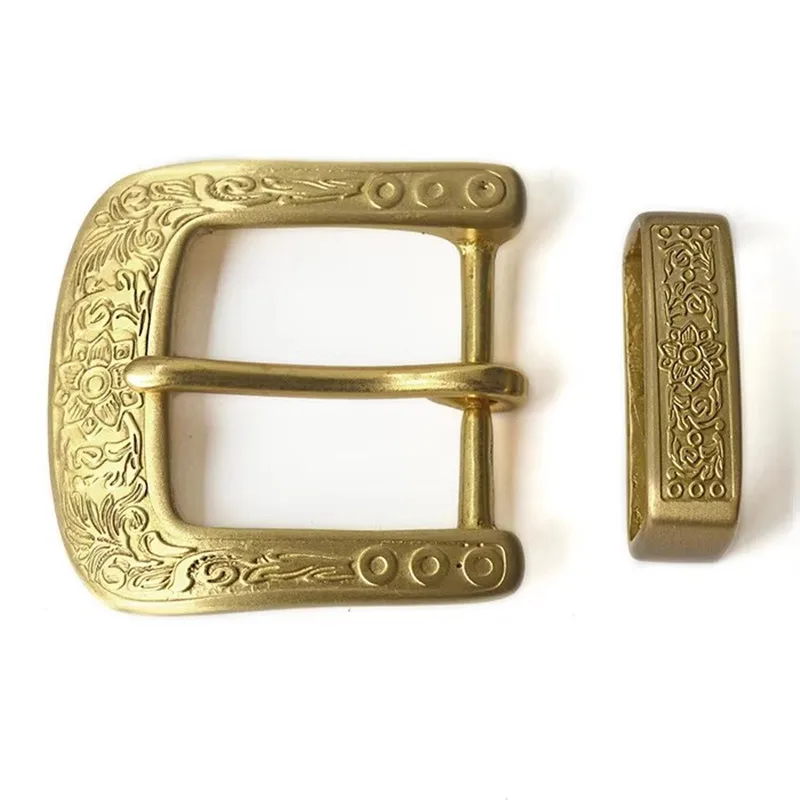 2 części / zestaw solidny mosiężny wzór rzeźbiony piękny metalowy zestaw klamer do paska dla kobiet mężczyzn DIY Cosplay dla paska o szerokości 3,8-3,9 cm