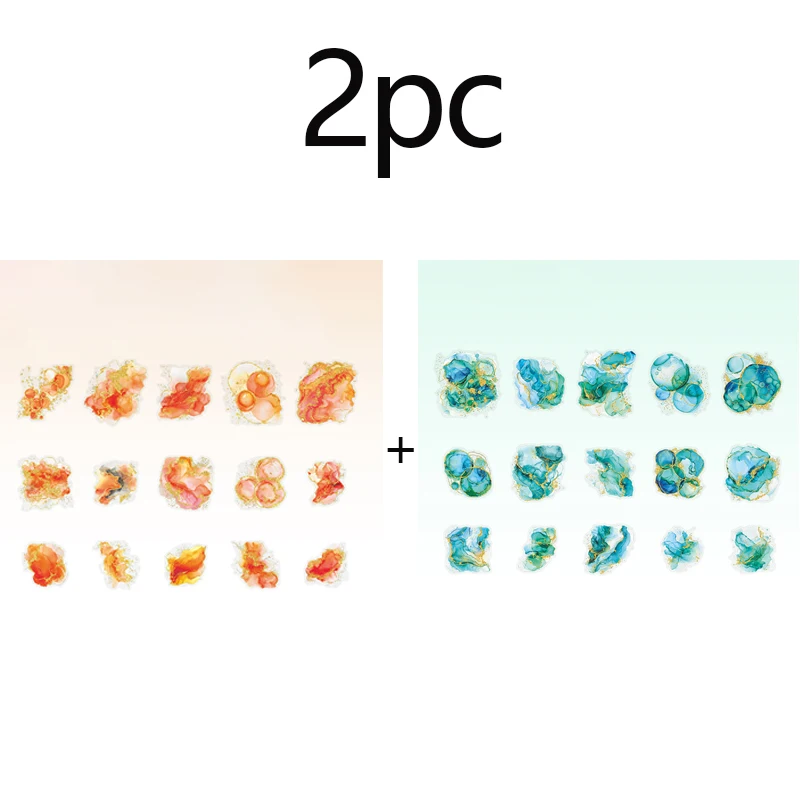 2pc watercolor blending sticker, hot stamping design, suitable for stationery, diary decoration, etc