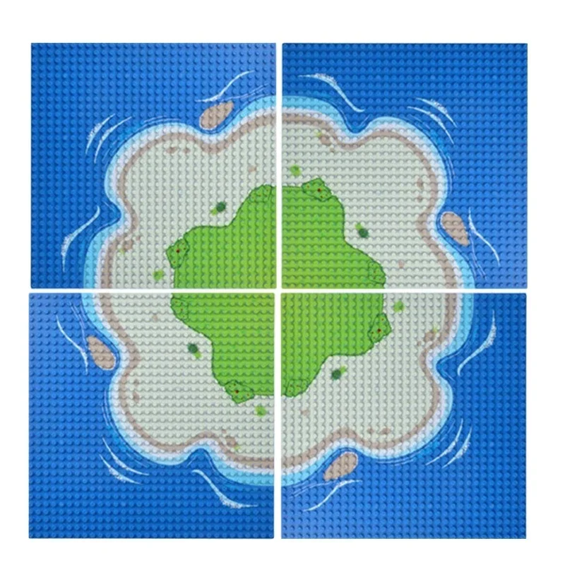 Bloco de construção de partículas 32x32 placa tijolo ilha selva base grande cena quadrada padrões modulares base blocos de construção brinquedos