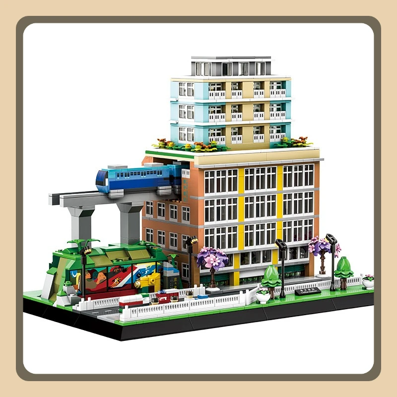 Klocki konstrukcyjne SEMBO Chongqing Liziba Station, modne zabawki kreatywne do składania, edukacyjne modele, ozdoby, prezenty